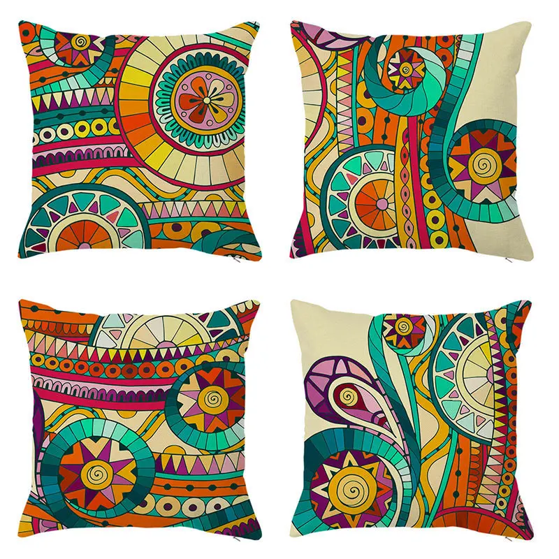 

Colorful Cushion Case for Bed Boho Geometry Pillowcase Abstract Vintage Pillow Cover Bohemia Sofa Garden Chair Decoration B0061