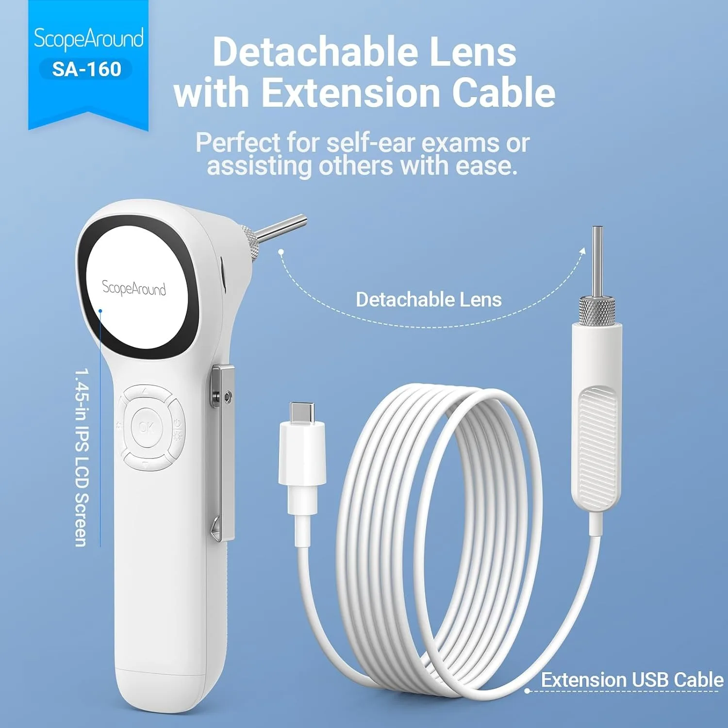 Otoscopio digitale con schermo IPS, fotocamera auricolare visiva intelligente HD 720p, fotocamera per otoscopio con portata auricolare, fotocamera per strumento per la rimozione del cerume - immagine 3