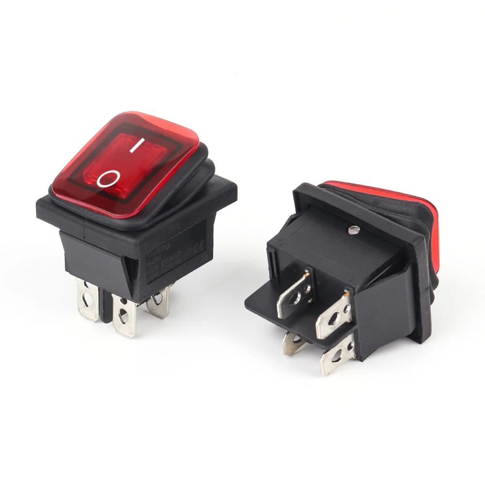 Waterproof Rocker Switch on-off Push Button Switch 4-pin 2PCs