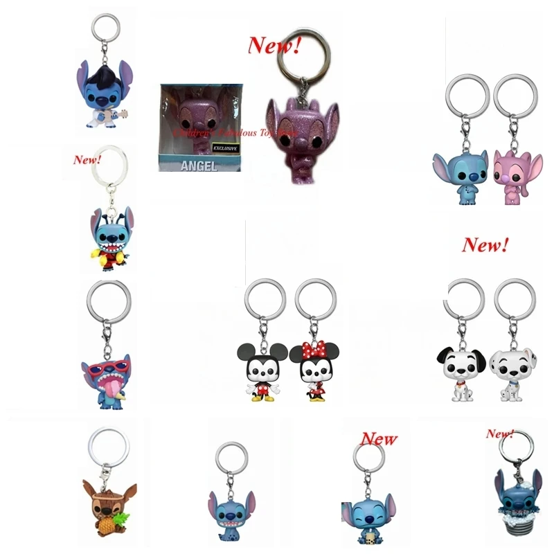 Nuovi Portachiavi Disney Mickey & Minnie Confezione Da 2 Pongo Stitch E Angel Stitch Elvis Tiki Lilo Stitch Lilo Vinyl Figure Toys