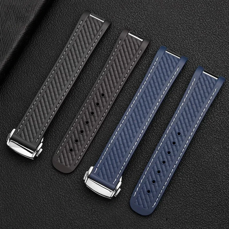 

Rubber Silicone Watch Strap For Omega Seamaster 300 AT150 Aqua Terra Ultra Light 8900 Steel Buckle Blue Watchband Bracelets 20mm