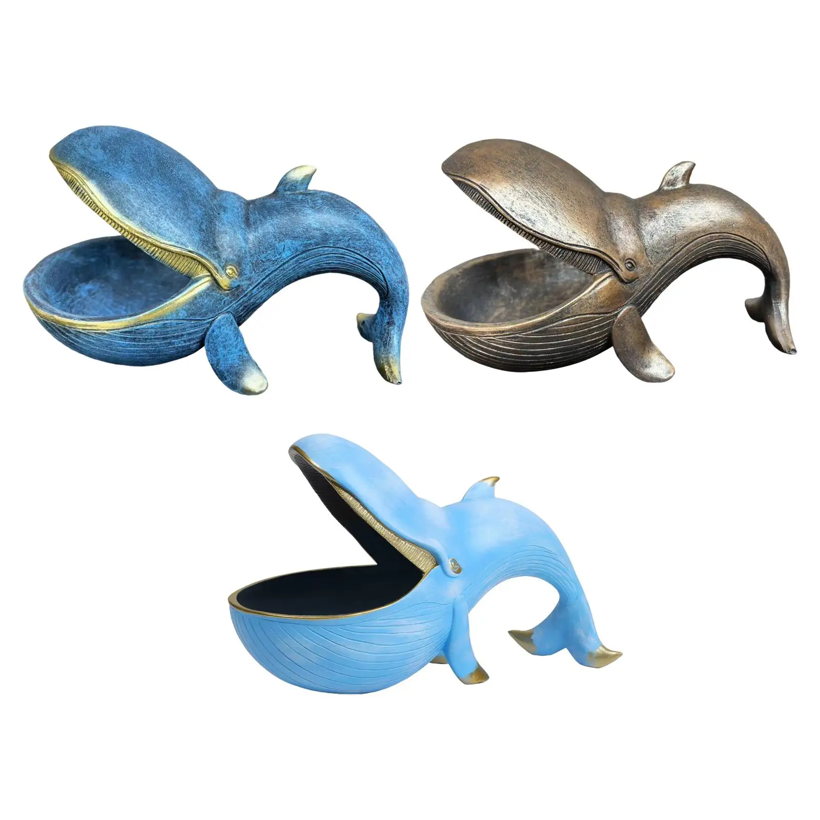 

Whale Statue Jewelry Earrings Tray Multifunction Decorative Nordic Creative Candy Dish Whale Sculpture for Table Bookshelf