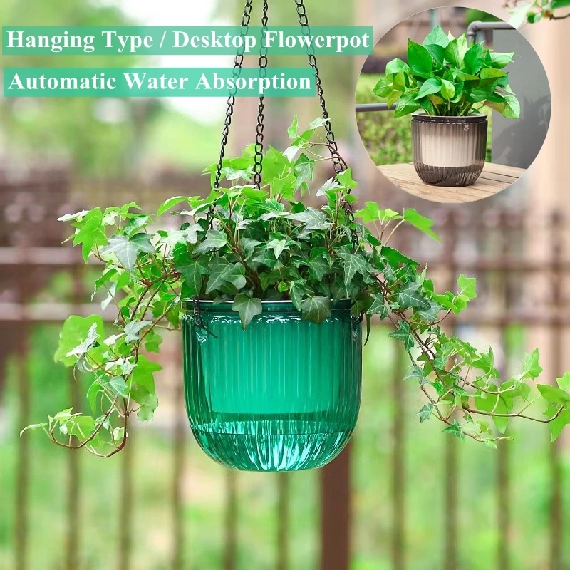 Herefun Vaso da Fiori Autoirrigante con Indicatore del Livello dell'Acqua, Set d
