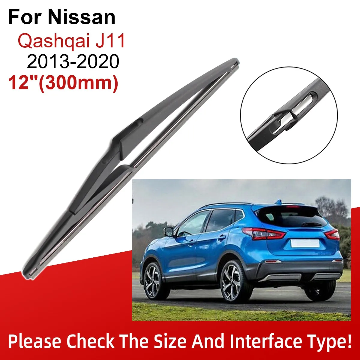  Escobillas para limpiaparabrisas delantero, accesorios de  cortador, gancho en U J, para limpiaparabrisas Nissan Qashqai J11 2013 2014  2015 2016 2017 2018 2019 2020 (color : conducción a la derecha) : Automotriz