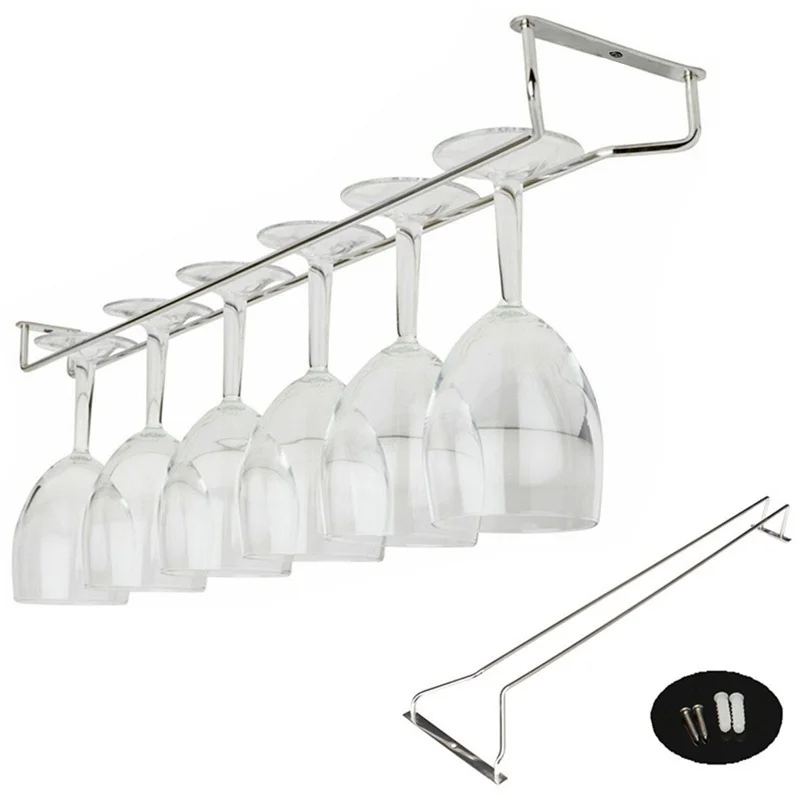 27/35/55cm Wine Rack Glass Holder Hanging Bar Hanger Shelf Stainless Steel Wine Glass Rack Stand Paper Roll Holder
