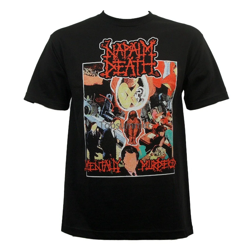 

Vintage Tee Shirts Short Sleeve Printing Machine Crew Neck Mens Napalm Death Band Mentally Murdered T Shirts