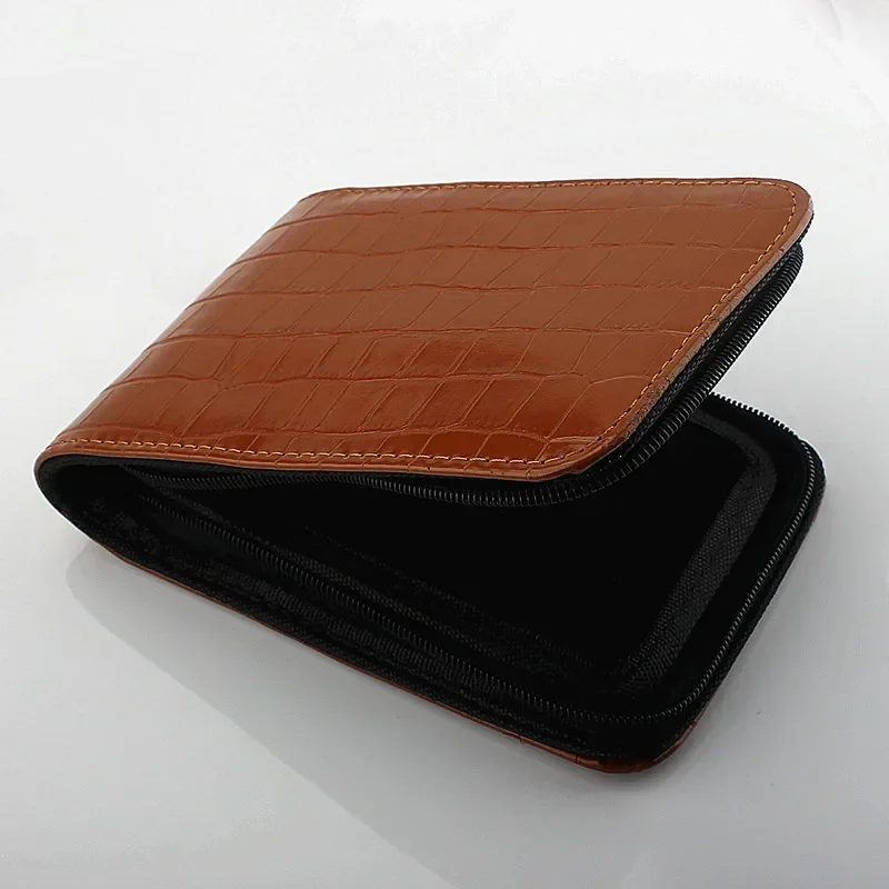 Coffee crocodile pattern 12 Pens Fountain Pen/Roller Pen PU Leather Zipper Case Holder pen storage bag