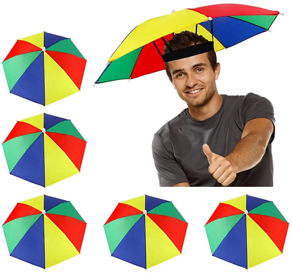 Parapluie chapeau 8 branches portable élastique 50cm arc-en-ciel pêche adulte enfant plage