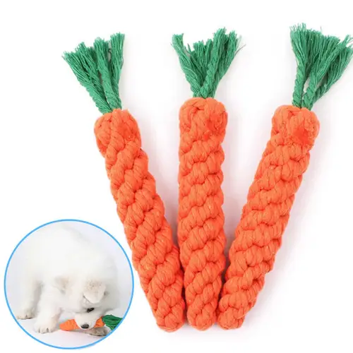 1Pcs Carrot Dog Bite Rope Pet Dog Toys Safe Durable Braided Bite Dog Chew Toys Resistant Puppy Molar Cleaning Teeth Cotton Rope - Image 3