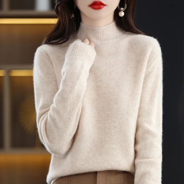 Stay Warm this Autumn/Winter with the Basic Payment Women Half High Collar Wool Jumpers Tops Sweater