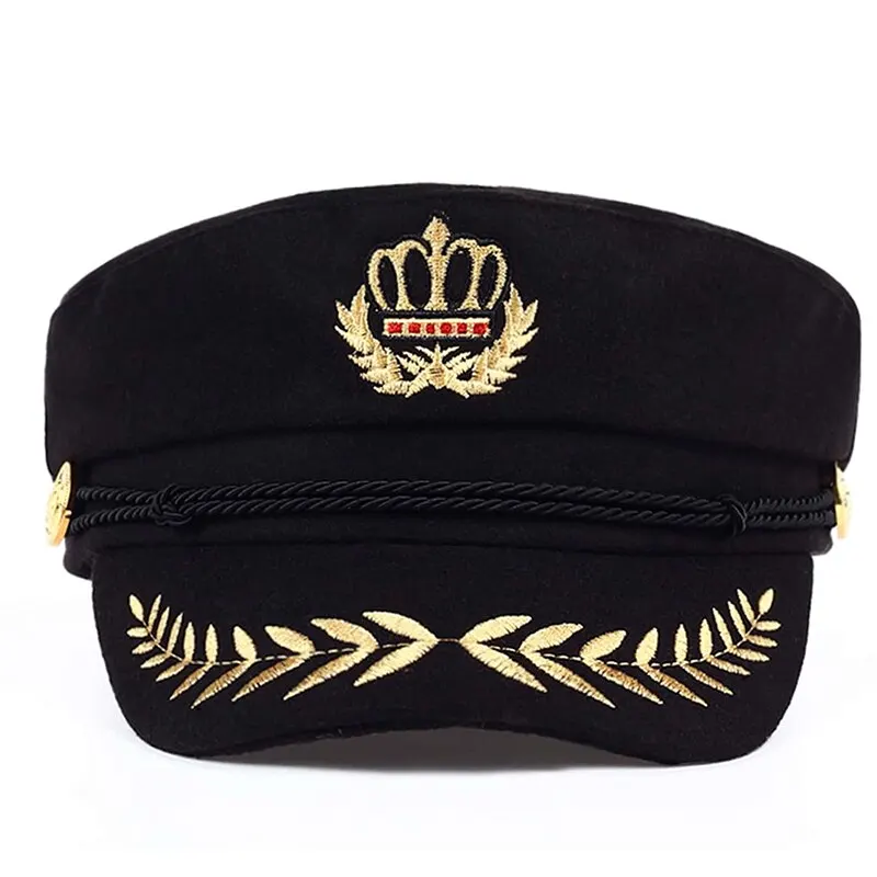 Crown Wheat Ear Embroidery Military Hats Flat Top Baseball Caps For Women Outdoor Sports Military Hats Cadet Sunscreen baseball cap