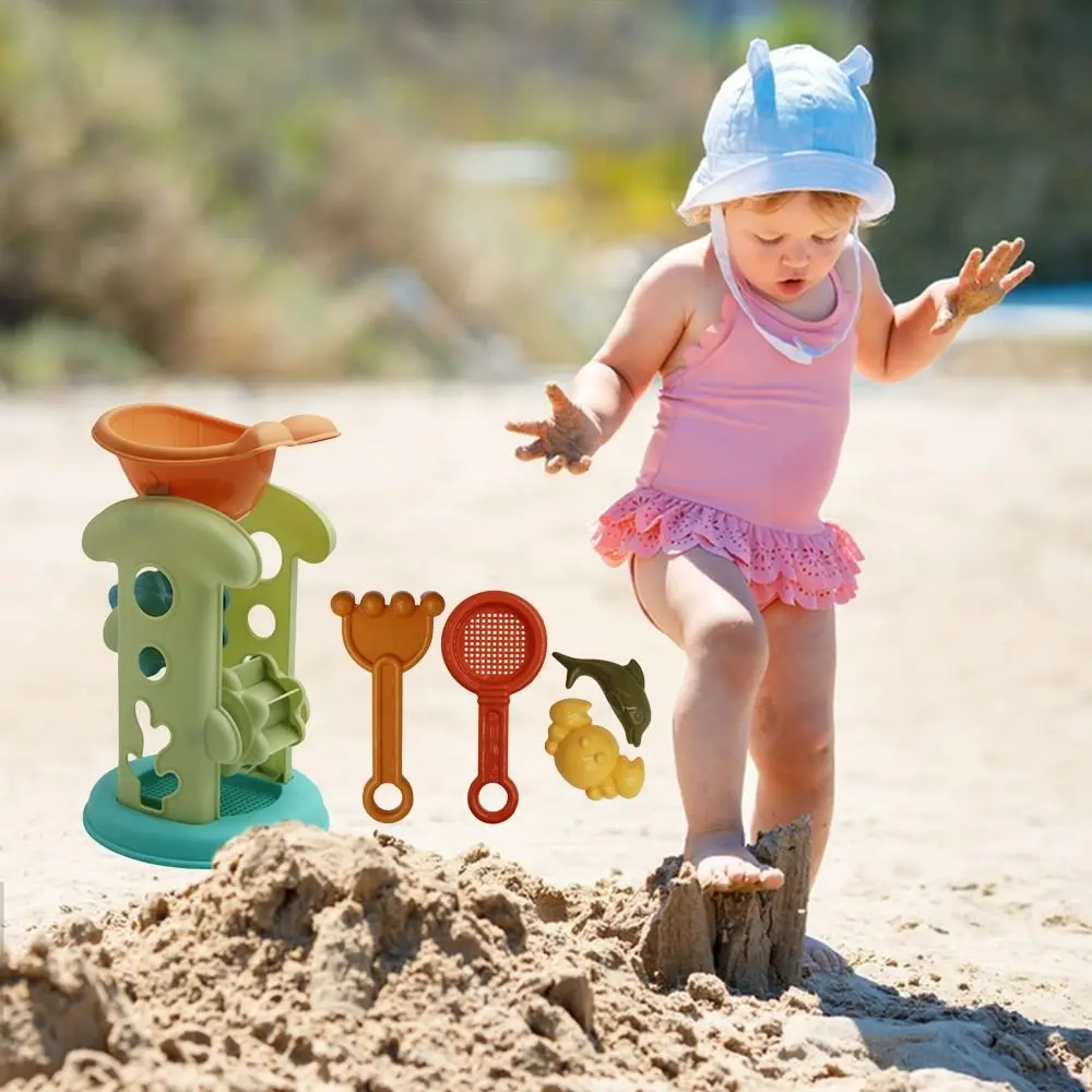 

5PCS Gift For Kids Plaything Outdoor Game Sand Toys Set Beach Sandglass Digging Sand Kit Shovel Rake Mold
