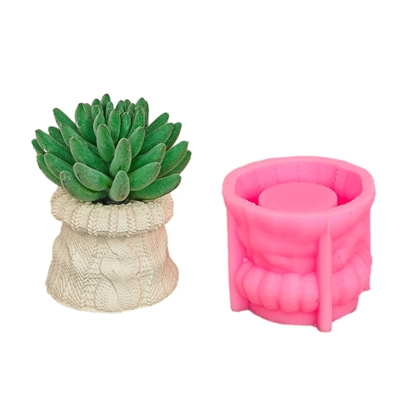 

Woven Bag Flower Pot Mold Epoxy Resin Mold DIY Handmade Concrete Candle Holder Mould Succulent Planter Flowerpot Molds