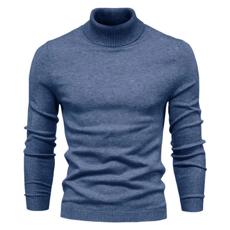 Description Picture 3 of itemNew 2024 Quality Winter Mens Sweaters Casual Thick Pullovers Fashion Solid Color Warm Slim Fit Turtleneck Pullover Men