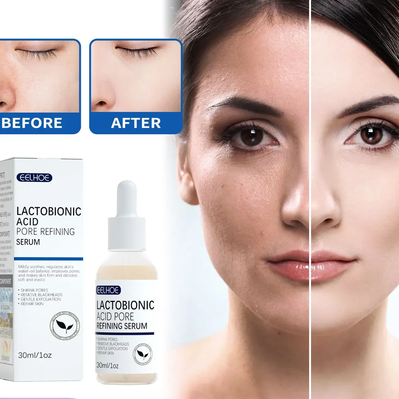 30ml Lactic Acid Pore Shrinking Essence Liquid Skin Elasticizing