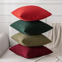 Dark Green Throw Pillow Covers 16x16 Inch Decorative Couch Cushion Cover Soft Corduroy Boho Home Decor for Bed Sofa Living Room 3