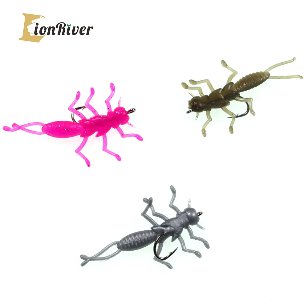 

LIONRIVER искусственная Мягкая наживка силиконовая приманка для окуня, щуки, гольяна, джиггинг, Stonefly Nymph с крючком, приманки, рыболовные снасти