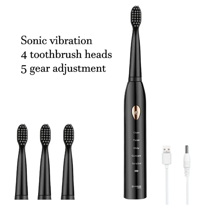 thumbnail image 1 of Cepillo de dientes eléctrico ultrasónico para adultos, recargable, lavable, electrónico, blanqueador de dientes, temporizador, 1 of 4