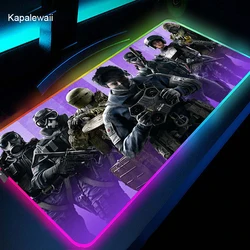 Grand tapis de souris arc en ciel arc en ciel Six, tapis de souris de jeu LED Anime mausse tapis de souris copie grand tapis de souris, tapis de bureau PC avec rétroéclairage 