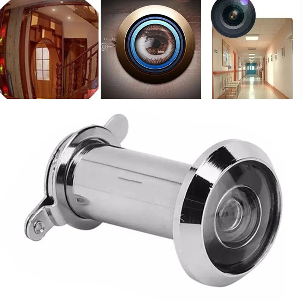 Door Peephole Wide Angle 200 Degree Viewing Angle Metal Housing Adjustable Threaded Tube Convenient Installation