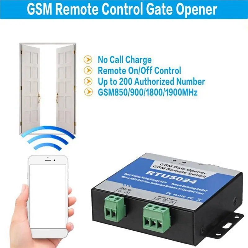 【필수품】2X RTU5024 GSM 게이트 오프너 릴레이 스위치 무선 원격 제어 도어 액세스 긴 안테나 850/900/1800/1900Mhz