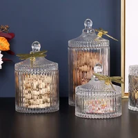 Golden Butterfly Dragonfly Crystal Glass Storage Jar Jewelry Box Sugar Bowl Household Aromatherapy Candle Bottle Glass Container 2