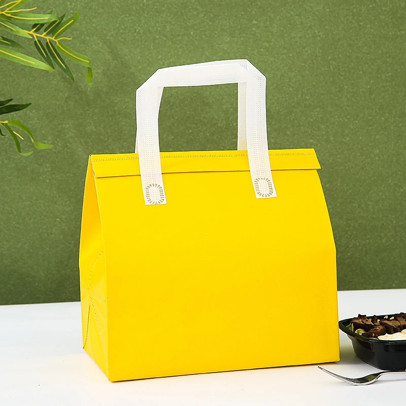 StoBag 10pcs Non-woven Tote Bags Fabric Insulation Food Cake Drinks Packaging Portable Keep Warm Cold Delivery Reusable Pouches 5