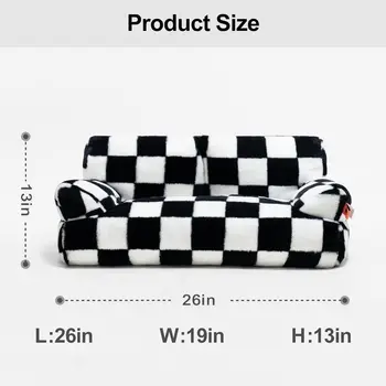 Mewoofun Pet Couch Bed 26×19×13 Inch Washable Cat Beds for Medium Small Dogs Cat up to 25 lbs Fluffy Cat Couch Black White 6
