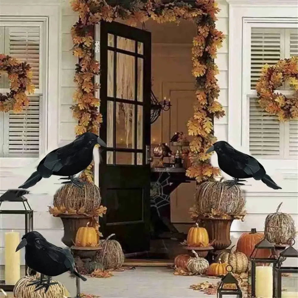 Halloween Decoracion Simulation Black Crow Raven Bird Repellent Pest Control Pigeon Repellent Garden DIY Decoration Outdoor