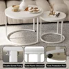 Nesting Coffee Table Round Side Table Set of 2 End Tables for Living Room Bedroom Balcony, Wooden Stacking Accent Coffee Tables 6