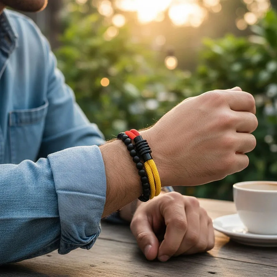 Red Thread Chinese Knot Bracelet Set For Men