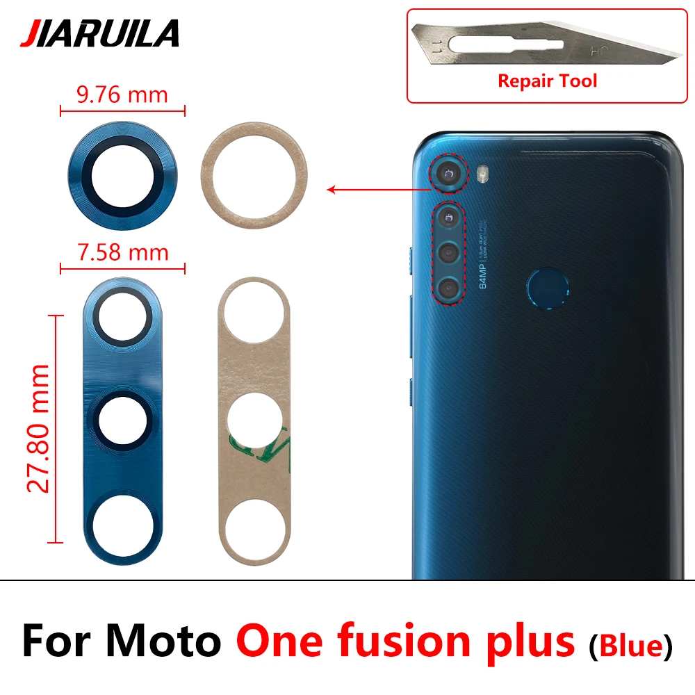 Motorola Moto One Fusion Plus 하이퍼 액션 매크로 백 카메라 유리 (접착제 스티커 교체 부품 포함) 용 새 후면 카메라 렌즈
