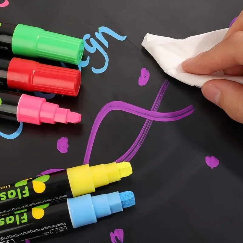 형광 마커 펜 세트 DIY 낙서 아트 드로잉 펜 LED 쓰기 보드에 대 한 다기능 유리 칠판 형광펜 펜