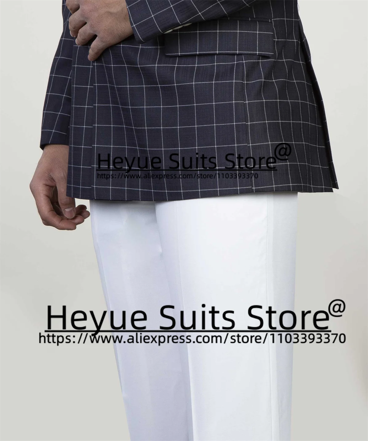 Double-breasted Plaid Business Men Suits Slim Fit Peak Lapel Groom Tuxedos Formal 2Pieces Sets Classic Male Blazer Costume Homme