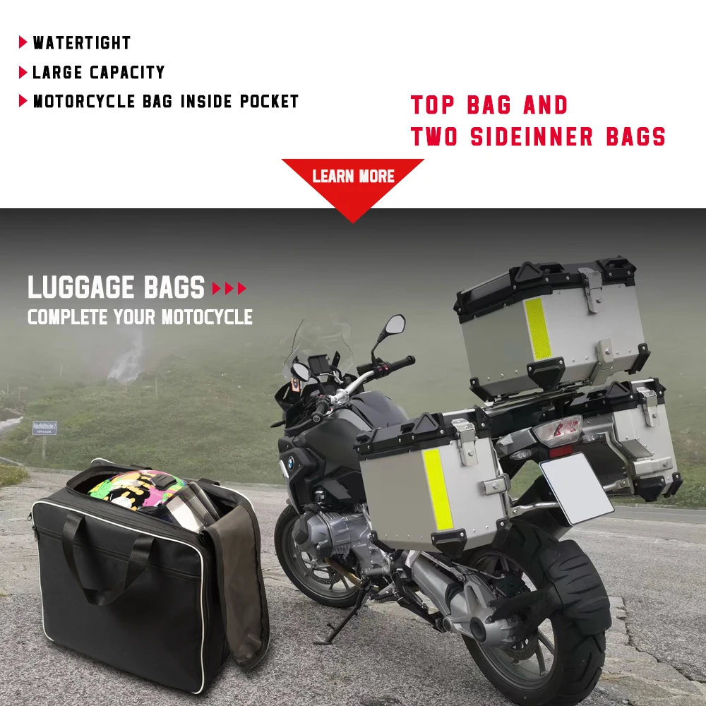 For BMW R1200GS Adv Black Inner Bags Motor Saddle Bag Adventure WATER-COOLED R1250GS R 1250 GS Adventure Motorcycle Luggage Bags