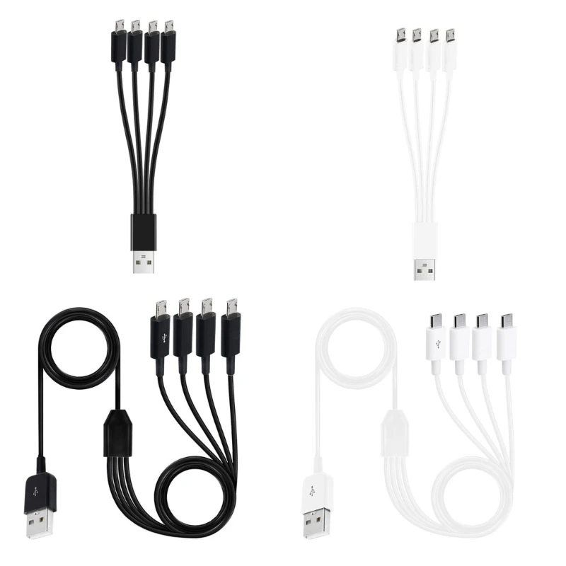 

Convenient 4 Way Micro USB Charging Cable Multi Cable Charge Multiple Devices with Ease 7.87inch/59.06inch J60A