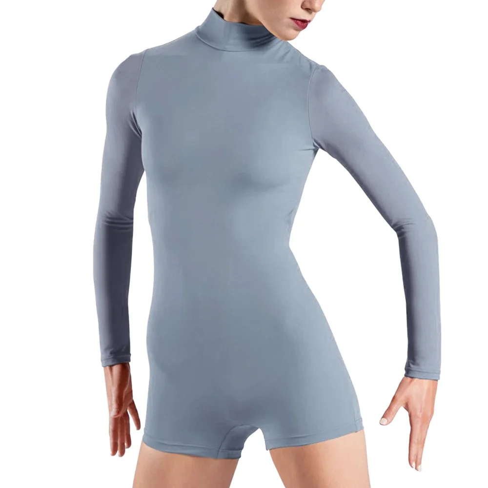 MiDee Modern Dance Costume Women Half-high Collar Shorts Jumpsuit Ballerina Lyrical Dance Leotard Gymnastics Stage Performance