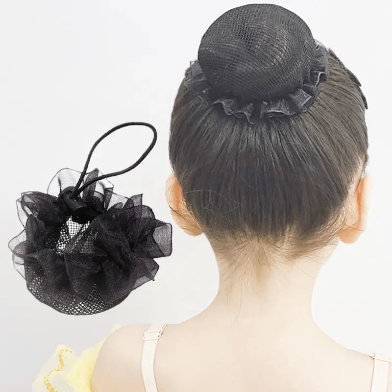 New Kids Hair Circle Girls Adult Disc Cover Invisible Dance Head Flower Hair Accessories Women's Mesh Drawstring