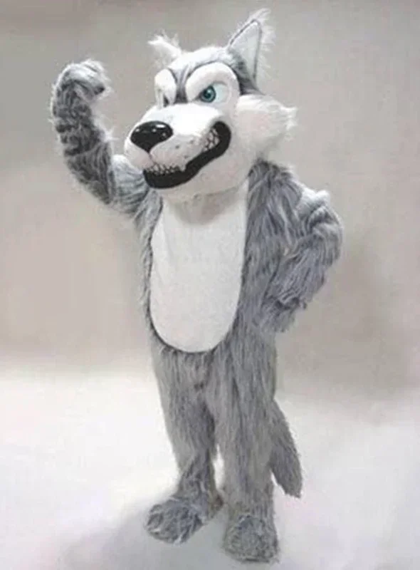 Adult Plush Gray Husky Fursuit Wolf Mascot Costume Animal Character ...
