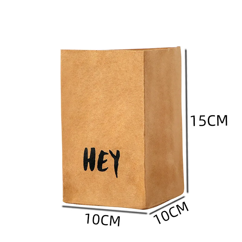 6 pieces Washed kraft paper bags desktop organizer student dormitory refrigerator kitchen storage bag 6