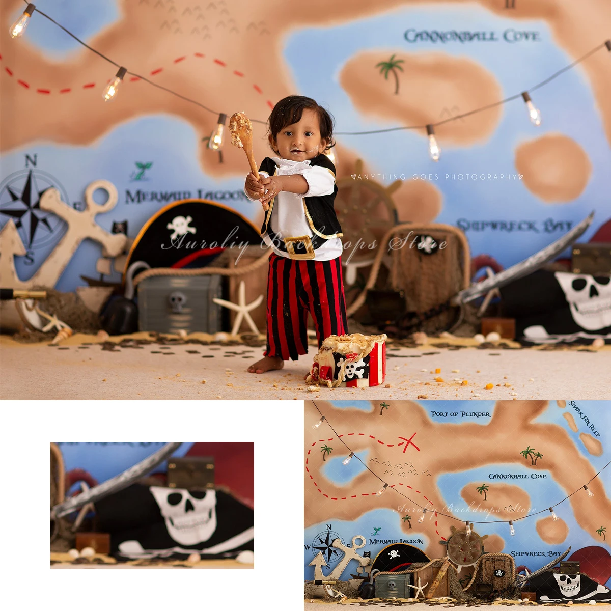 

Summer Bad Ball Travel Backgrounds Kids Adult Photography Props Child Baby Pirate Captain Decors Photo Backdrops