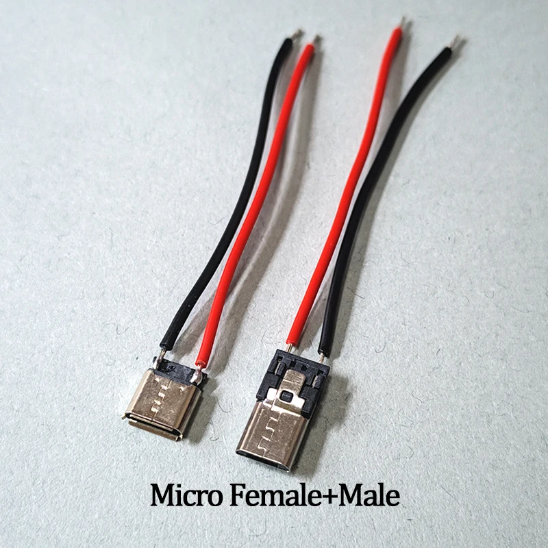 USB Type-C 마이크로 2핀 납땜형 남성 여성 플러그인 보드 고속 충전 소켓 USB-C 용접 와이어 커넥터 잭 테일 플러그