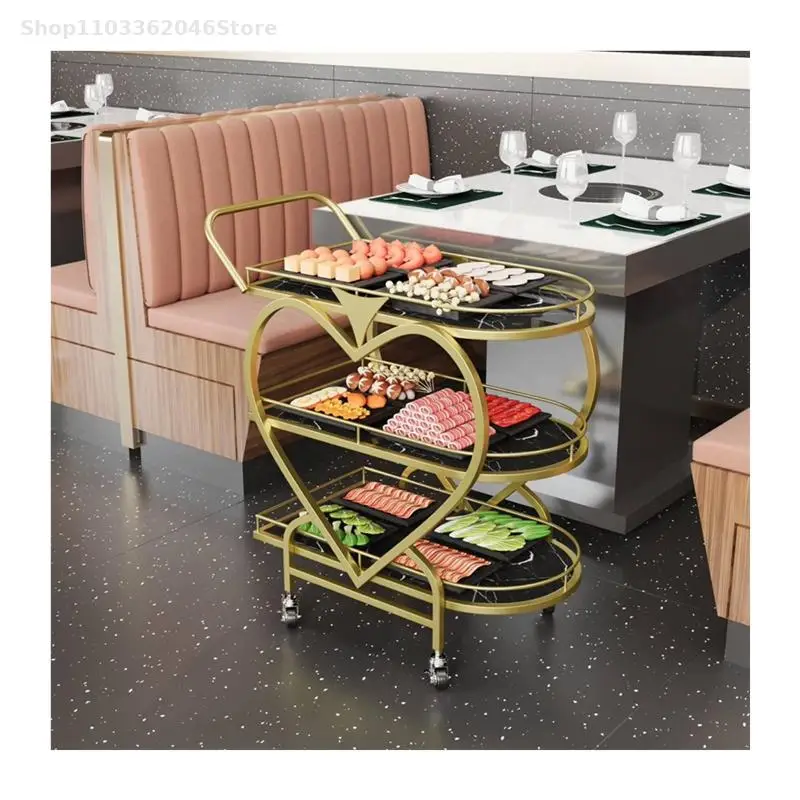 Nordic Mobile Trolley High-end Storage Car Hotel Wine Car Golden Multi-layer Iron Dining Restaurant Delivery