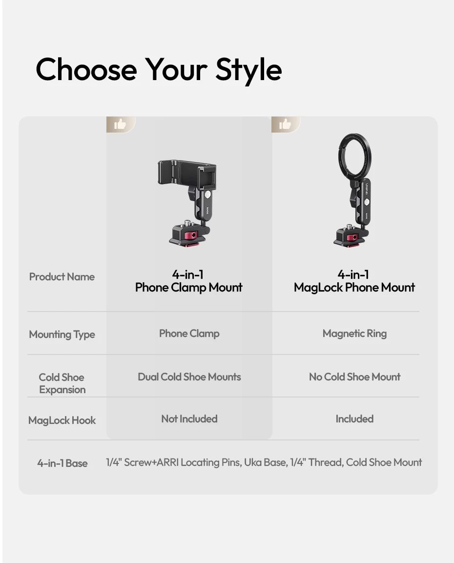 � Ulanzi MA56 4-in-1 MagLock Telefonhalterung Magnetischer Telefonständer für iPhone 17 16 Android für Kamerastativ für Outdoor-Reisen – Detail 12