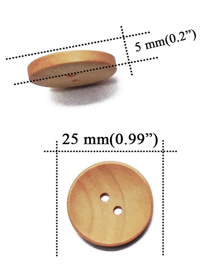 50 bottoni fatti a mano, in legno, 20 mm, da cucire, bottoni in legno, forma rotonda, 2 fori per cucito, lavori a maglia, fai da te