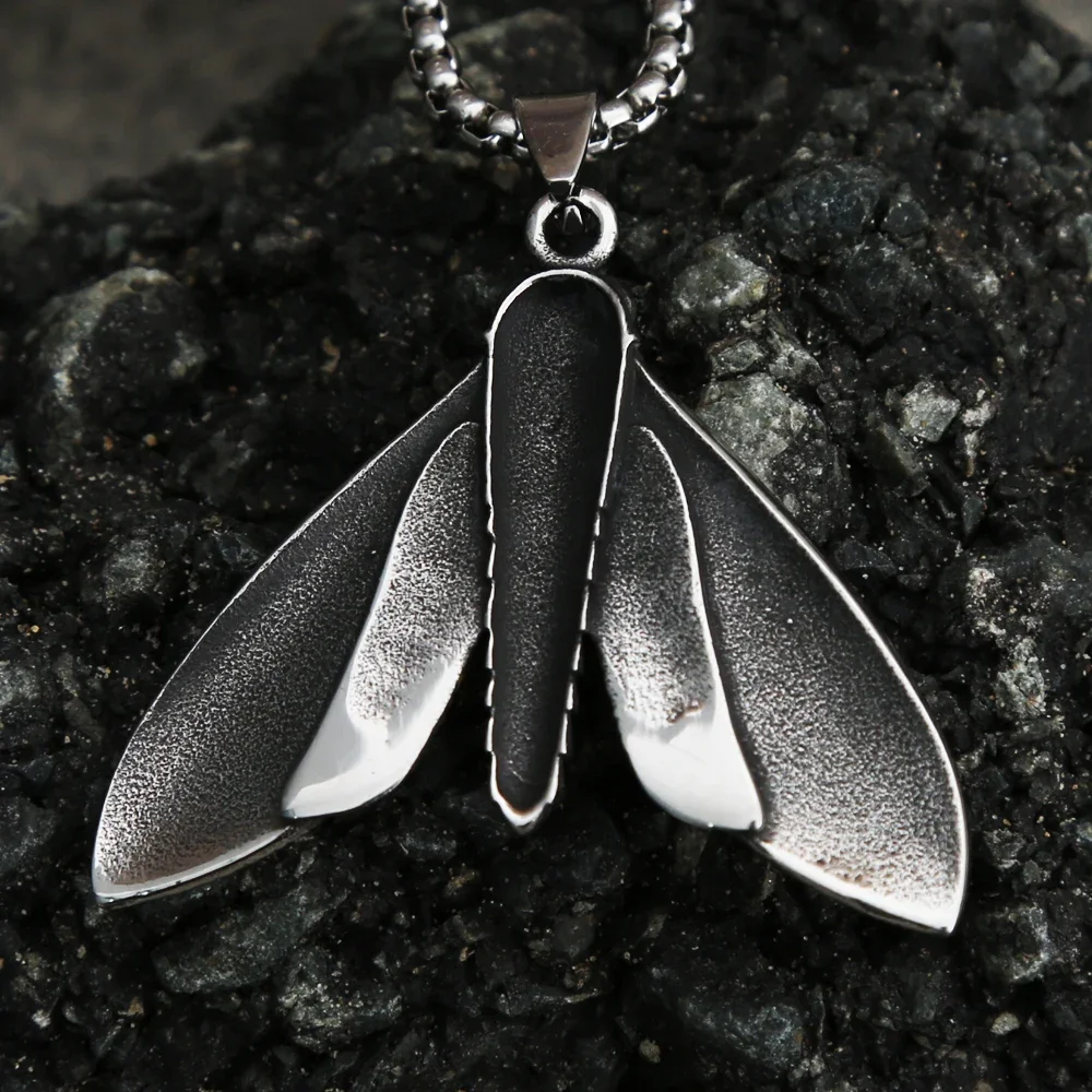 Vintage Gothic Style Death Moth Necklace Unisex Punk Stainless Steel Butterfly Skull Pendant Animal Jewelry Gift Dropshipping 4