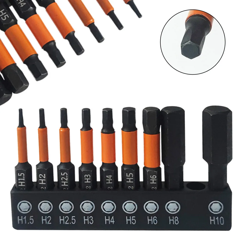 

9pcs Hex Head Screwdriver Bit Quick Change Impact Driver Magnetic Screwdriver Drill Bits H1.5H2.0 H2.5 H3 H4 H5 H6 H8 H10