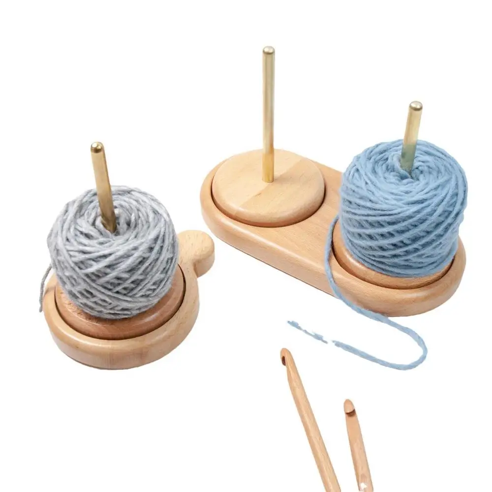 Knitting Yarn Holder Wooden Yarn Roller Crochet Tools Knitting Yarn Winder Rotation Axis for Smooth Weaving Crocheting Supplies
