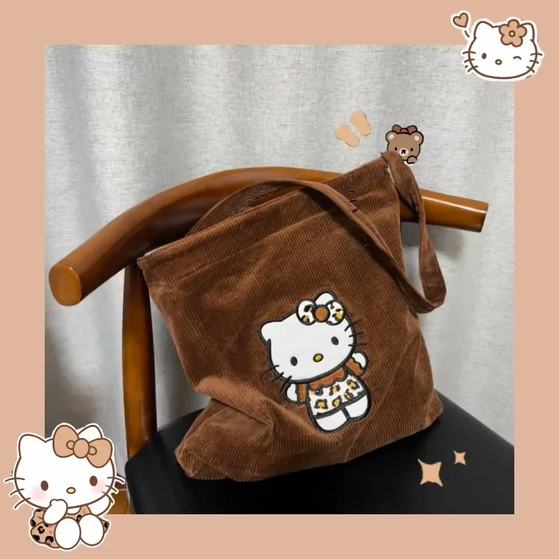 

Anime Sanrio Kawaii Hellokitty Cartoon Brown Handbag Shoulder Bag Exquisite Accessories Student Young Girl Birthday Gift Cute