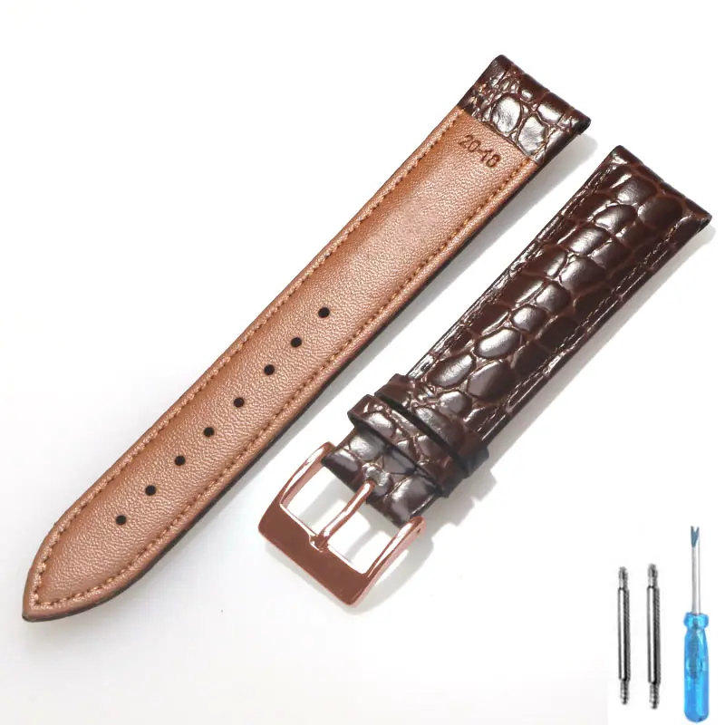 Elegant Leather Pin Buckle Watch Strap